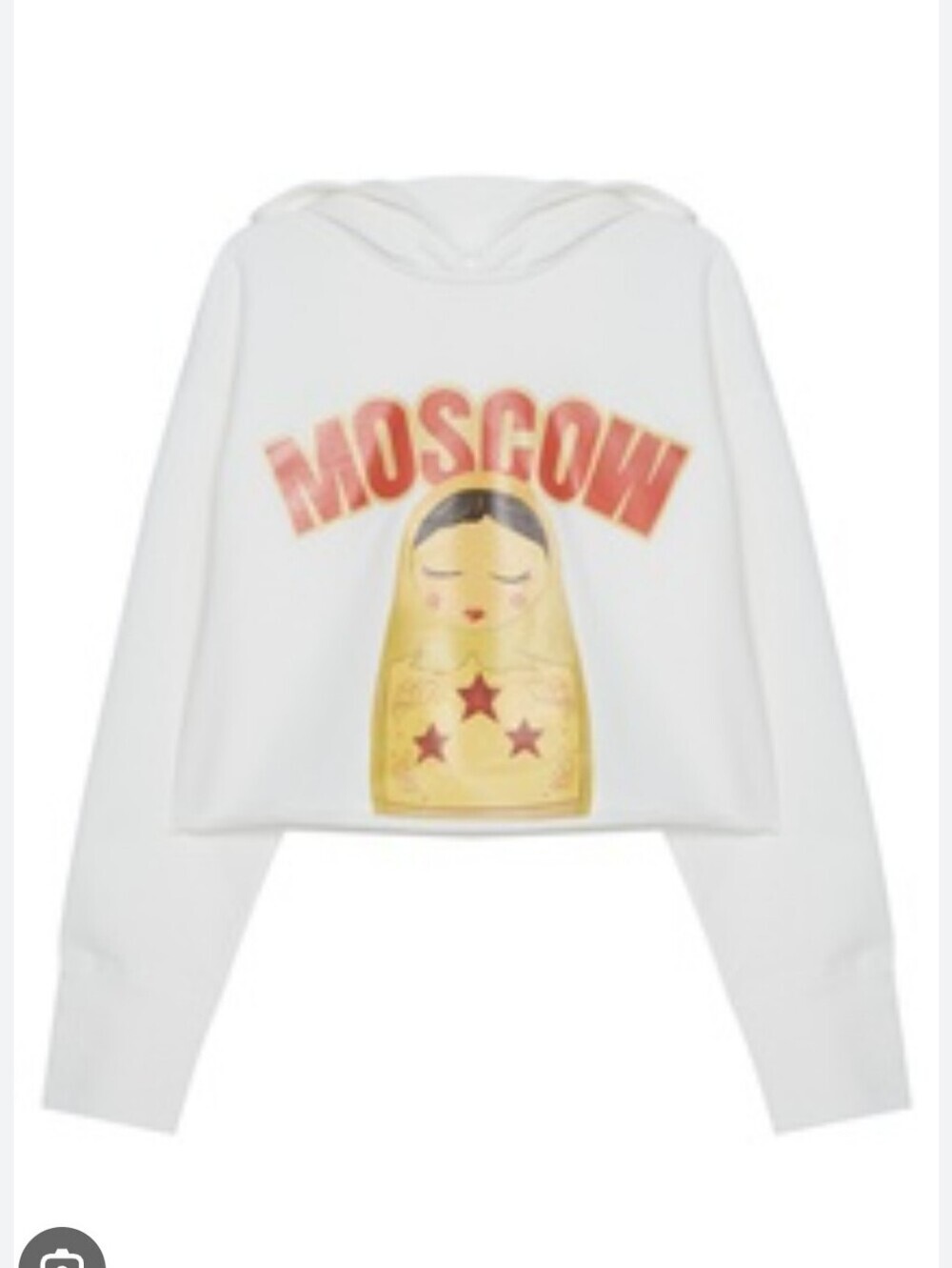 MO&Co. | oversized cropped hoodie matryoshka doll graphic SZ M